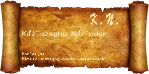 Kőszeghy Nándor névjegykártya